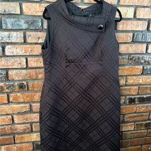 Tahari Black Quilted Midi Dress